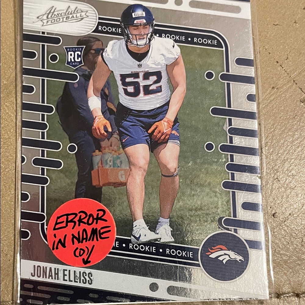 Denver Broncos Rookie Football ERROR Card.